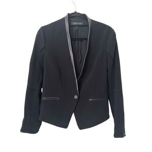 RAG & BONE Tuxedo Blazer Leather Trim Black Sz‎ 6